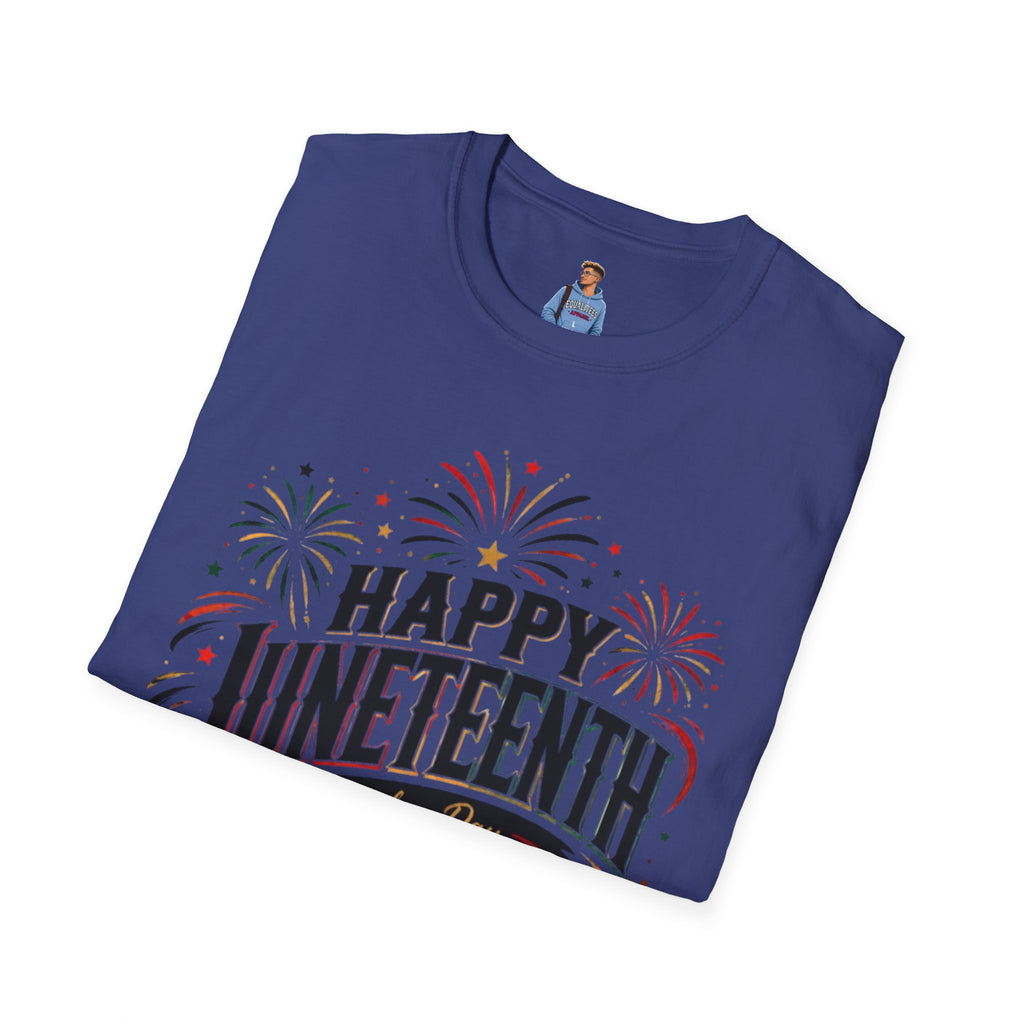 Juneteenth T-Shirt - "Happy Juneteenth" Fireworks Celebration Tee