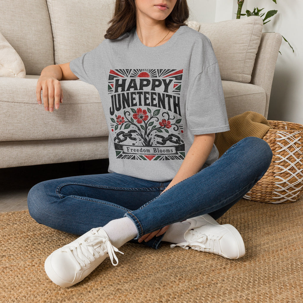Juneteenth T-Shirt — "Happy Juneteenth" Floral Freedom Tee