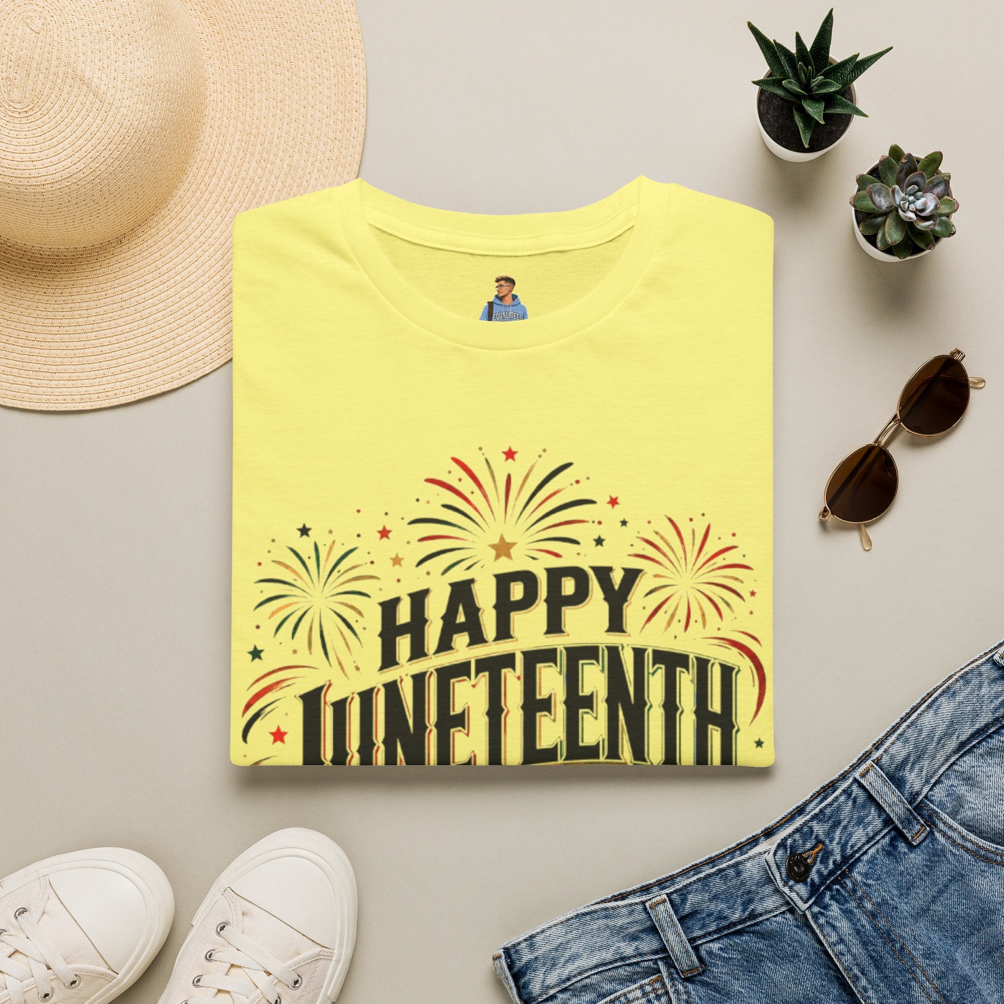 Juneteenth T-Shirt - "Happy Juneteenth" Fireworks Celebration Tee