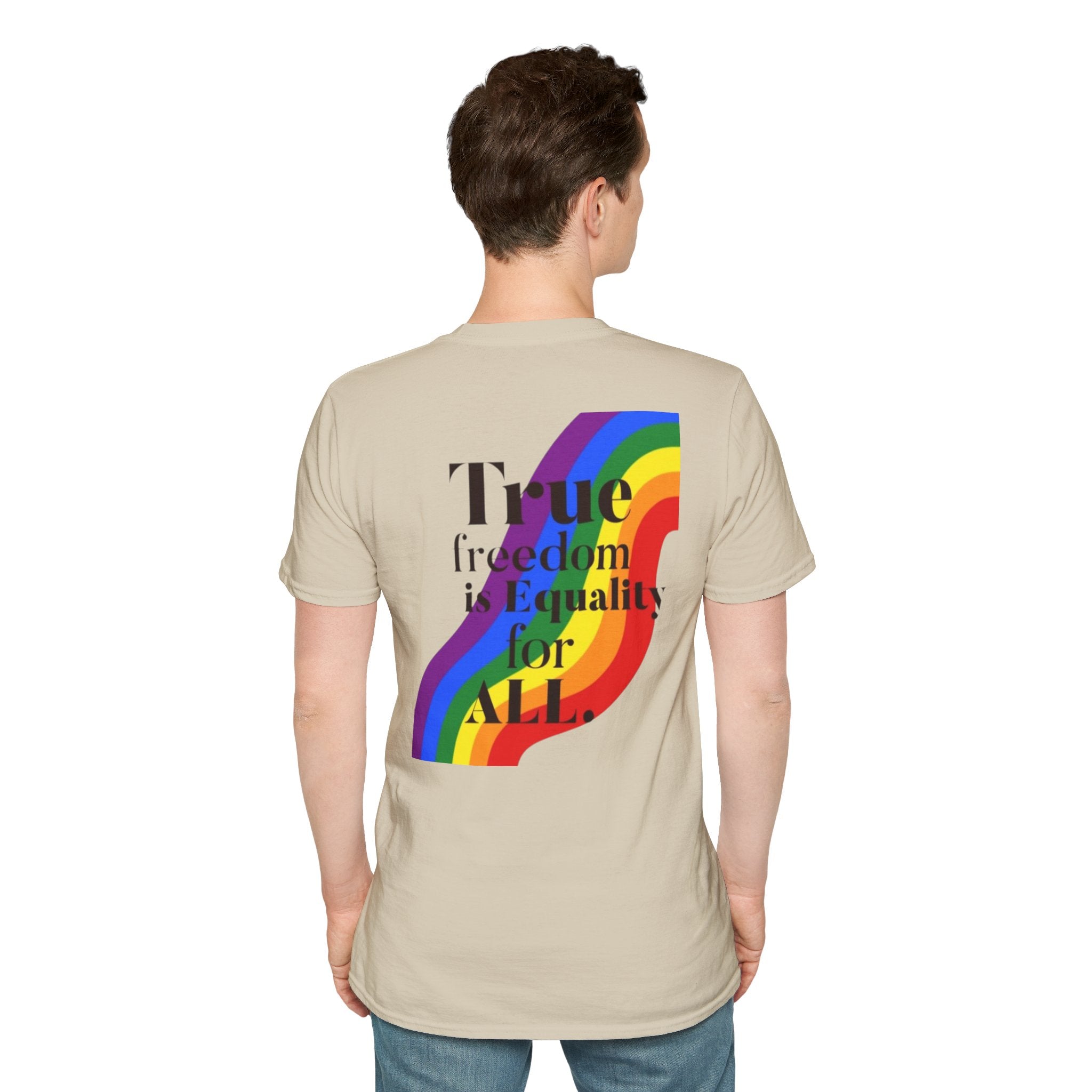 Pride-Theme Unisex Softstyle T-Shirt - "True freedom is Equality for ALL"