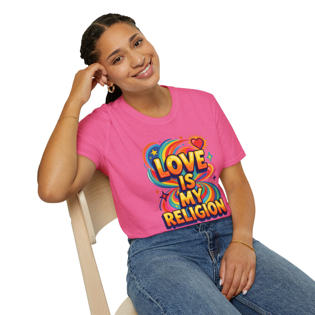 Love Is My Religion Retro Rainbow Graphic T-shirt