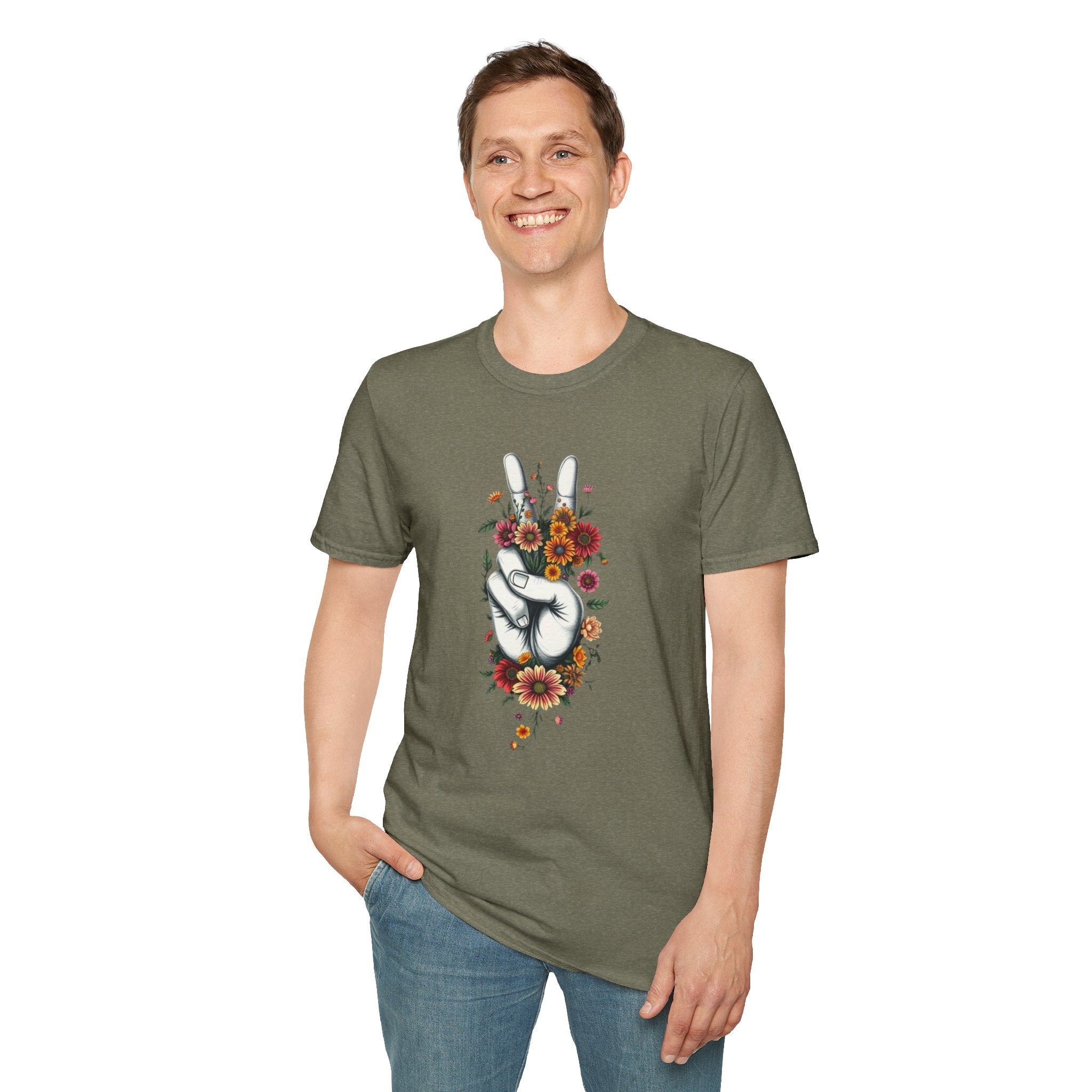 Camiseta unisex de estilo suave Grow Peace: inspiración boho, perfecta para festivales y uso diario
