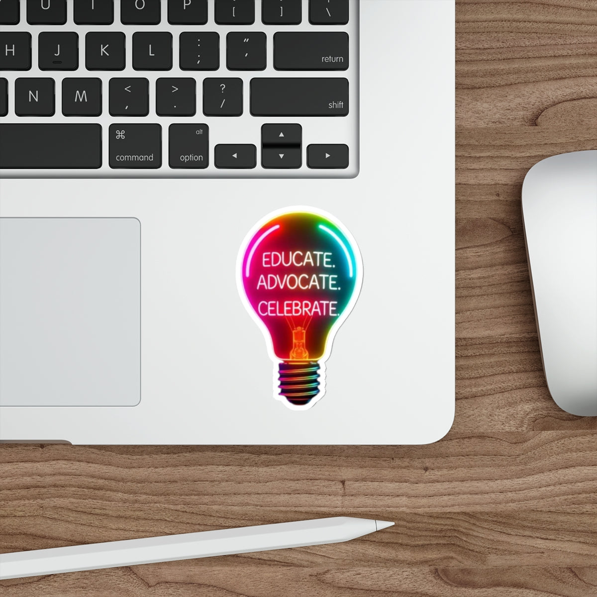 Empowering Light Bulb Die-Cut Stickers - Educate, Advocate, Celebrate - EqualiTees.Me