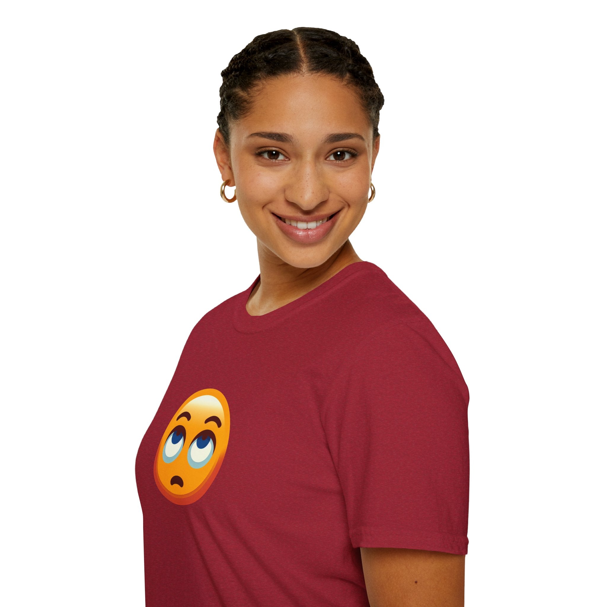 Camiseta unisex de estilo suave con emoji de ojos en blanco | Camiseta gráfica informal para el día a día