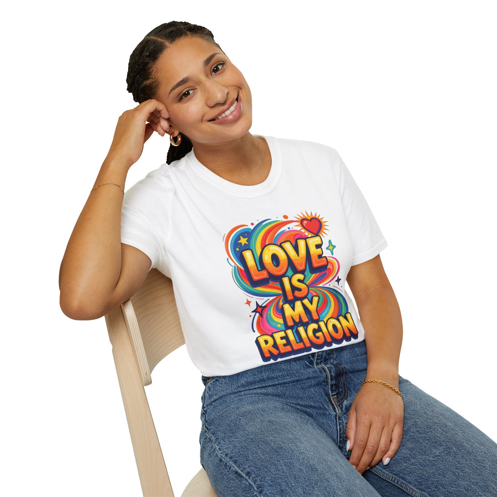 Love Is My Religion Retro Rainbow Graphic T-shirt