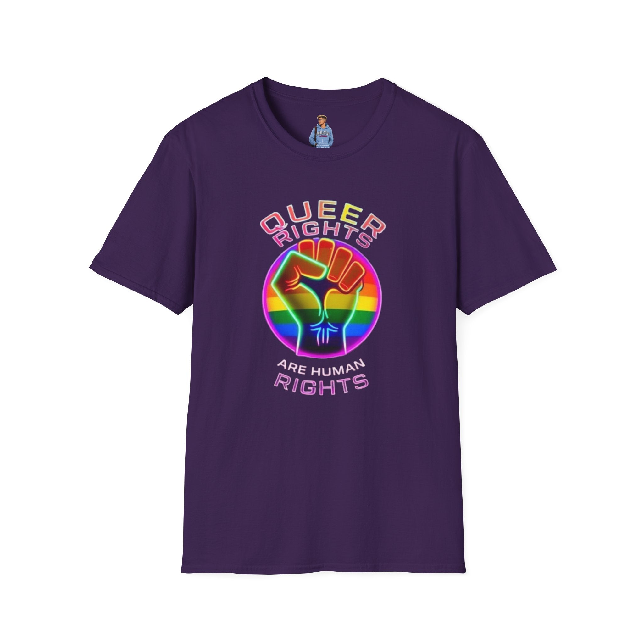 Camiseta unisex de estilo suave: "Los derechos queer son derechos humanos".