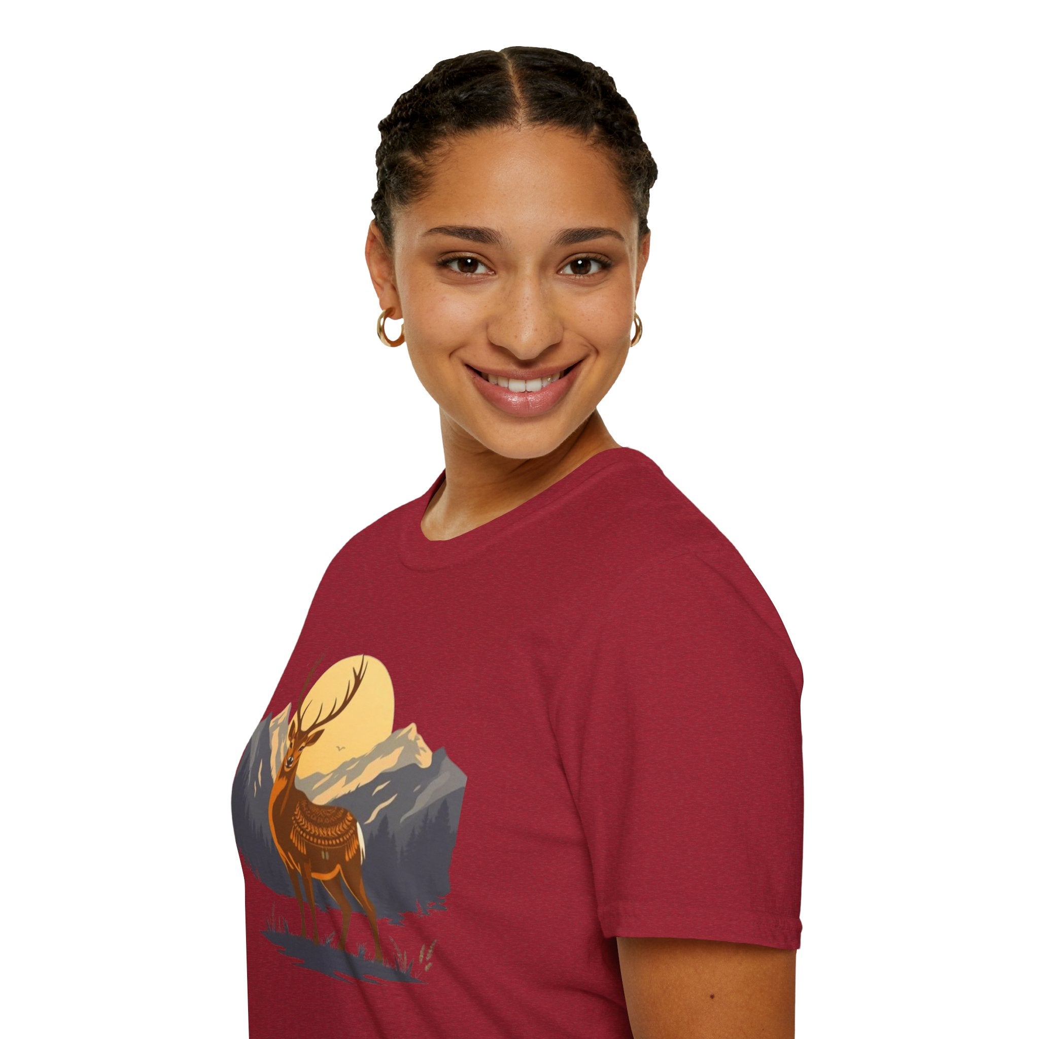 Mountain Sunset Deer Unisex Softstyle T-Shirt