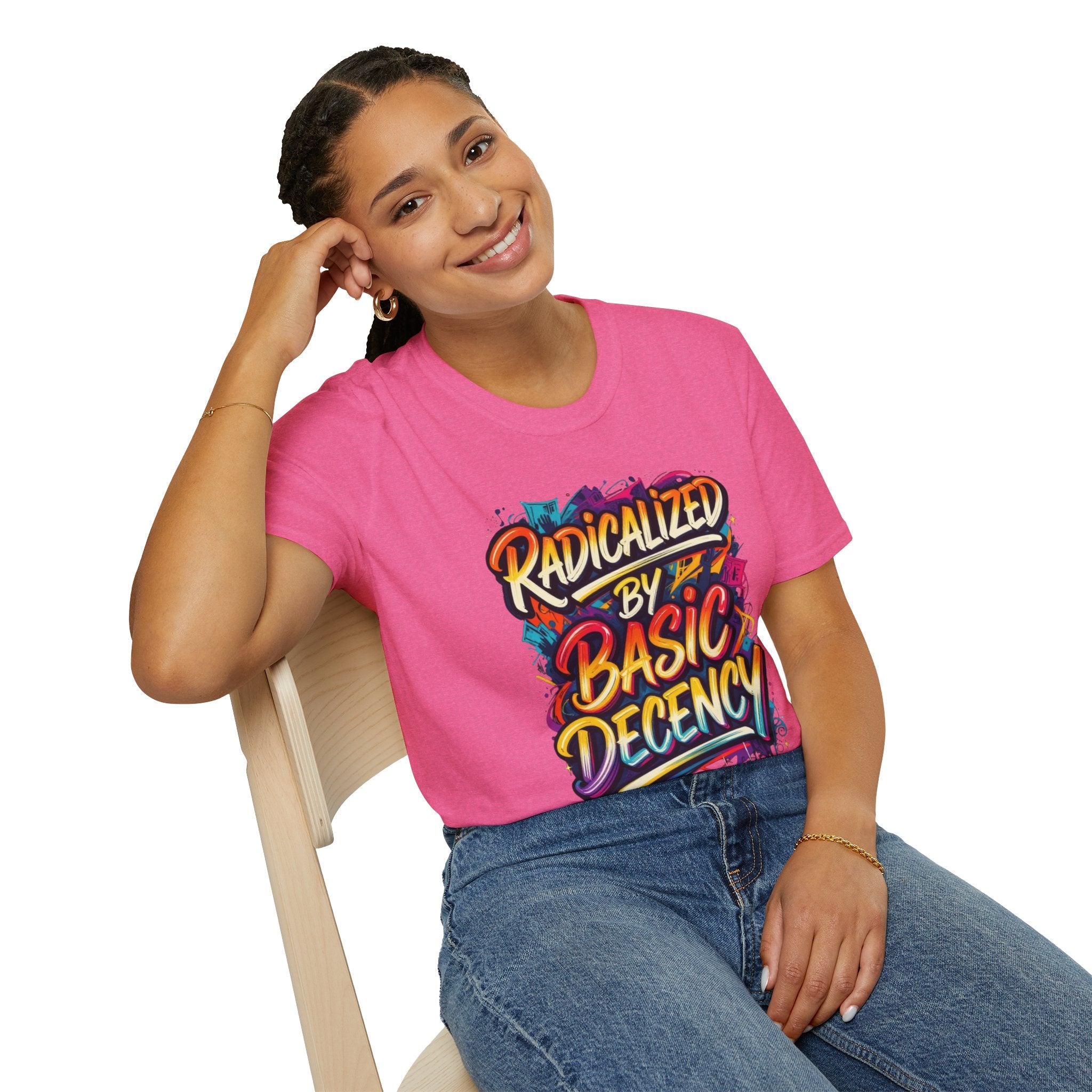 Radicalized by Basic Decency T-Shirt Colorful Graffiti Typography