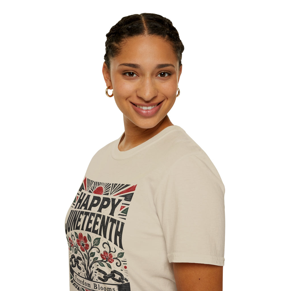 Juneteenth T-Shirt — "Happy Juneteenth" Floral Freedom Tee