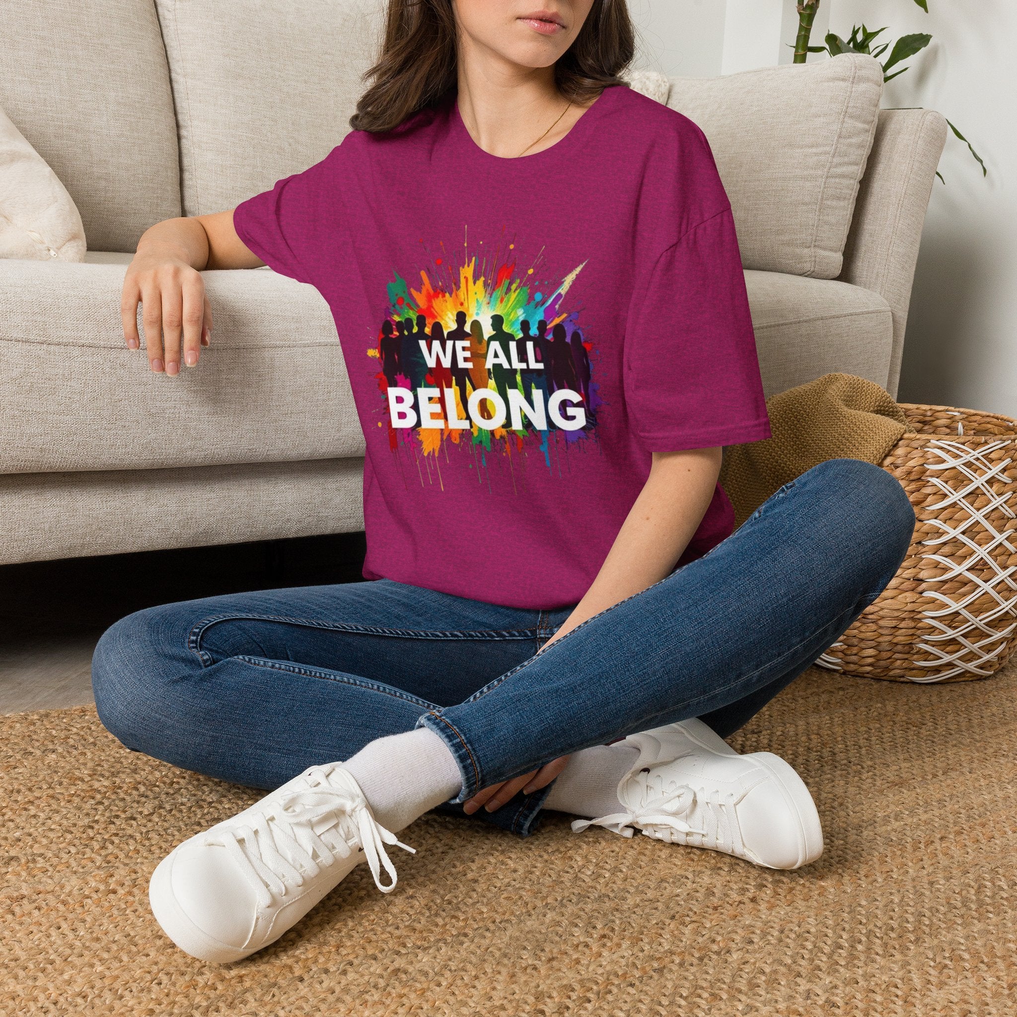 We All Belong Unisex Softstyle T-Shirt - Colorful Pride Tee
