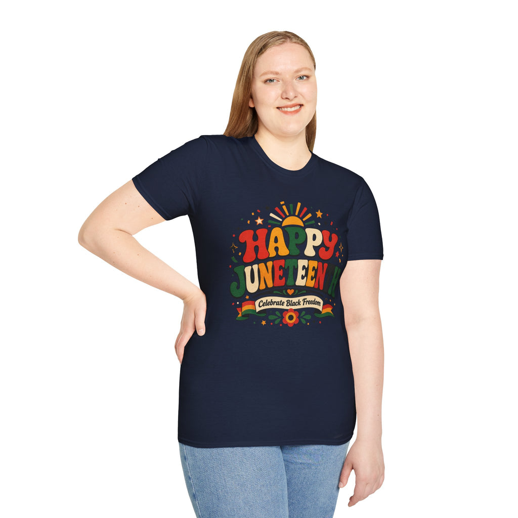 Juneteenth T-Shirt - "Happy Juneteenth" Retro Celebration Tee