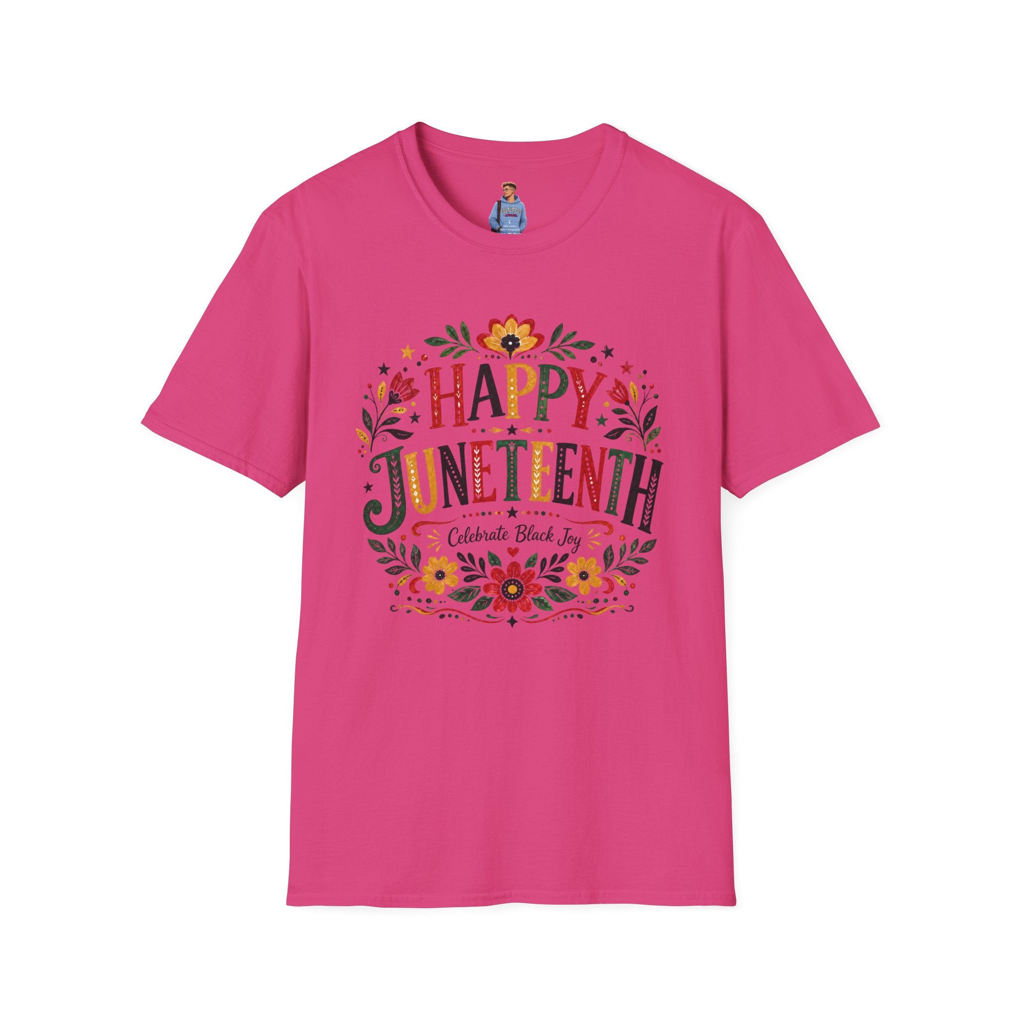 Juneteenth T-Shirt — "Happy Juneteenth" Floral Celebration Tee