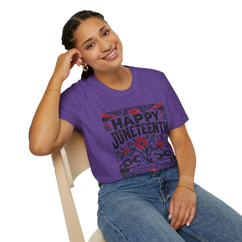 Juneteenth T-Shirt — "Happy Juneteenth" Floral Freedom Tee