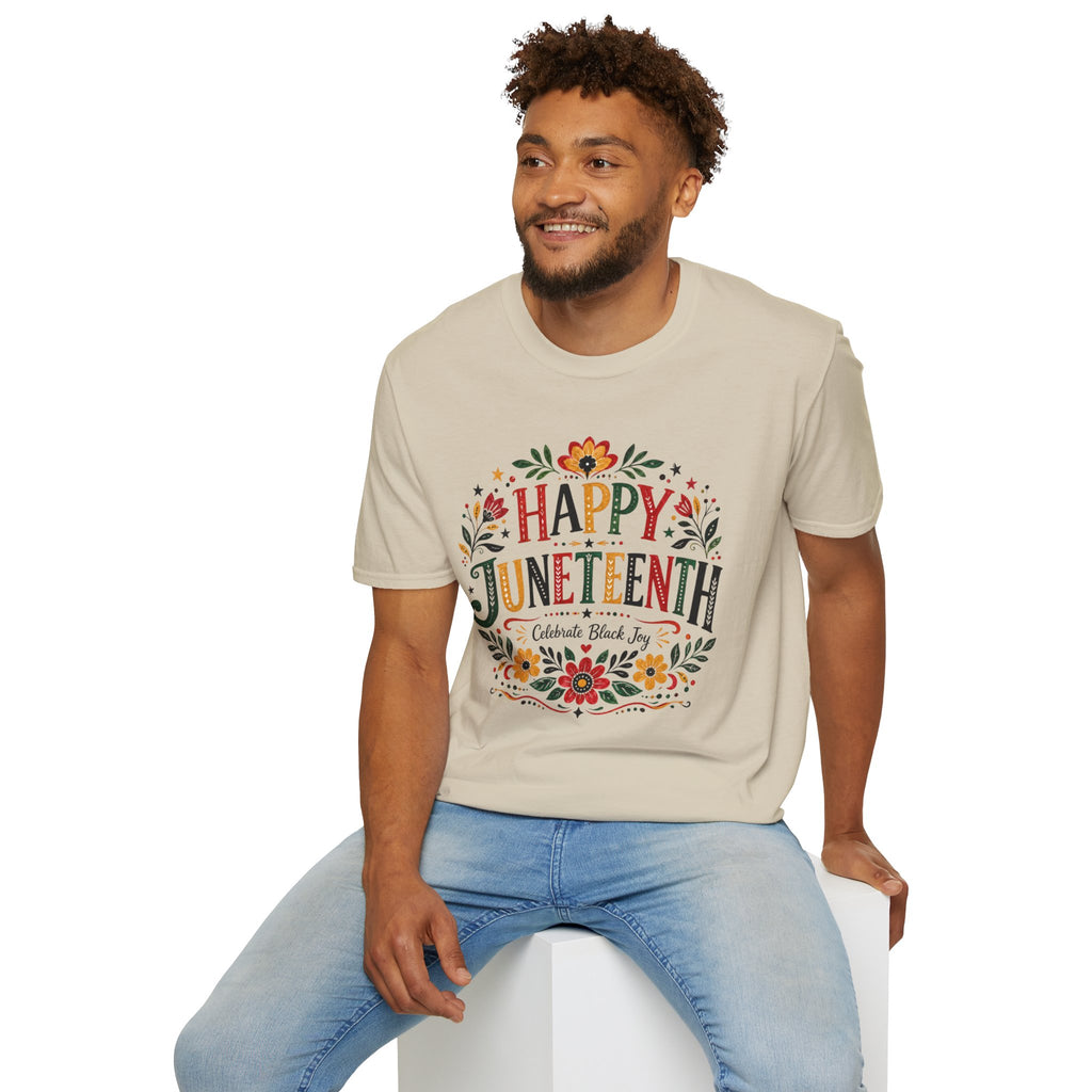 Juneteenth T-Shirt — "Happy Juneteenth" Floral Celebration Tee