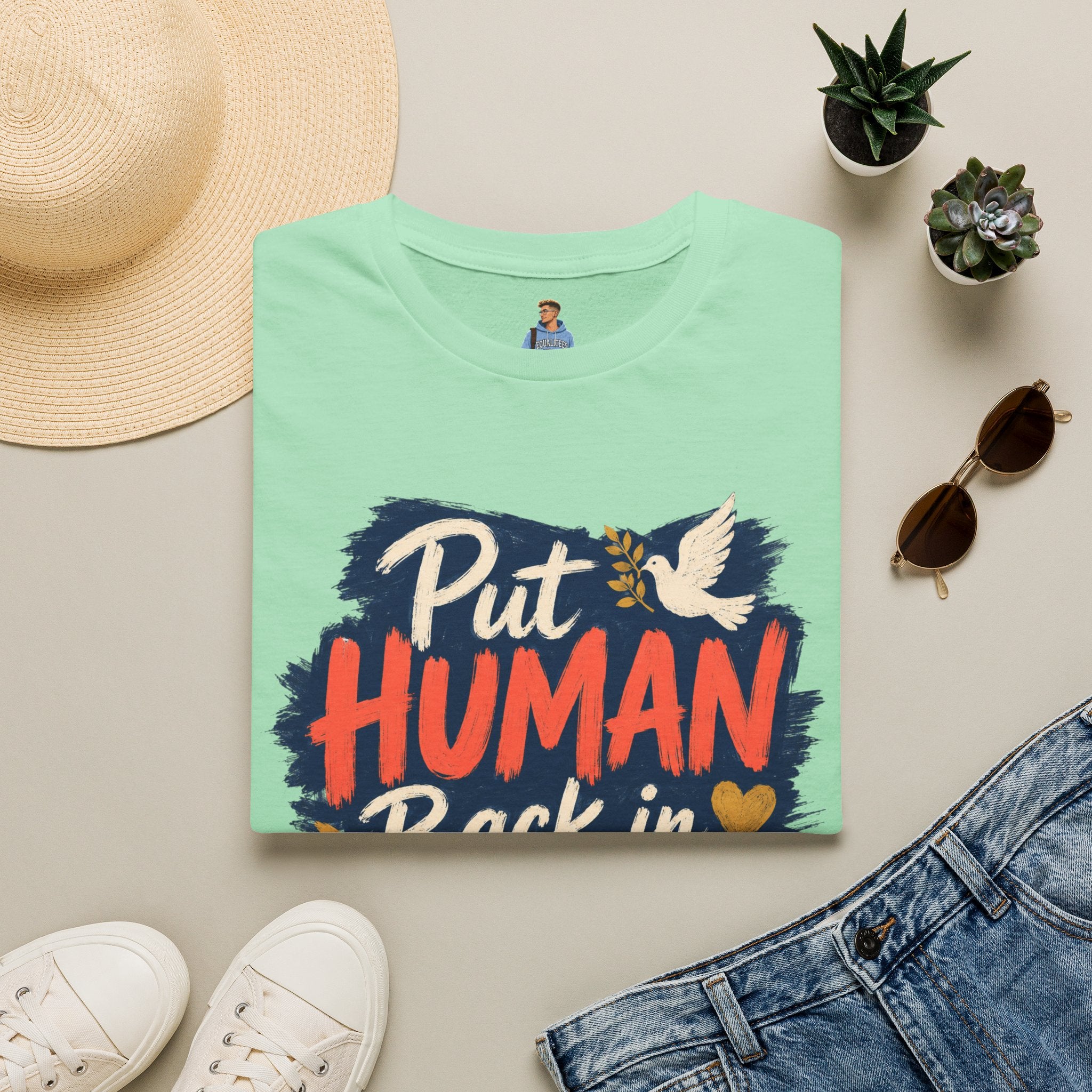 Put Human Back in Humanity T-Shirt — Inspirational Peace Dove Tee