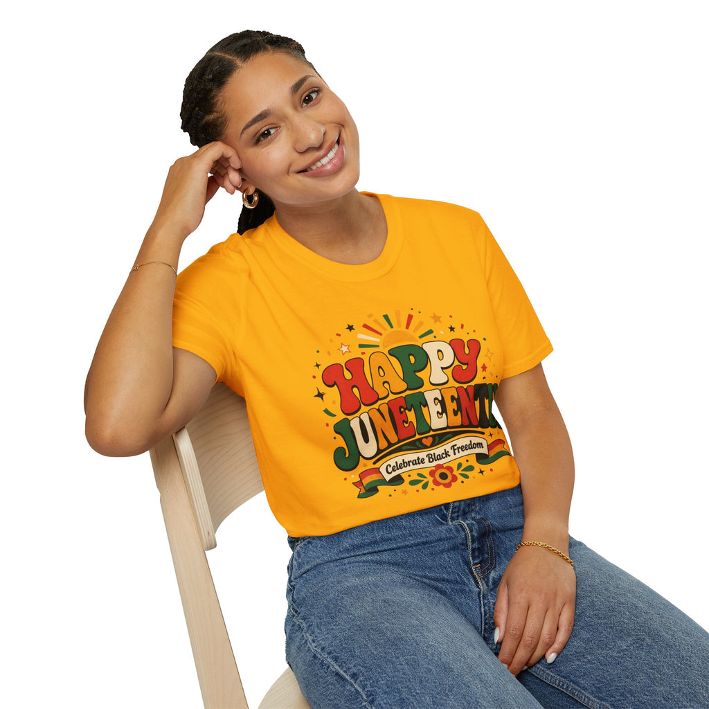Juneteenth T-Shirt - "Happy Juneteenth" Retro Celebration Tee