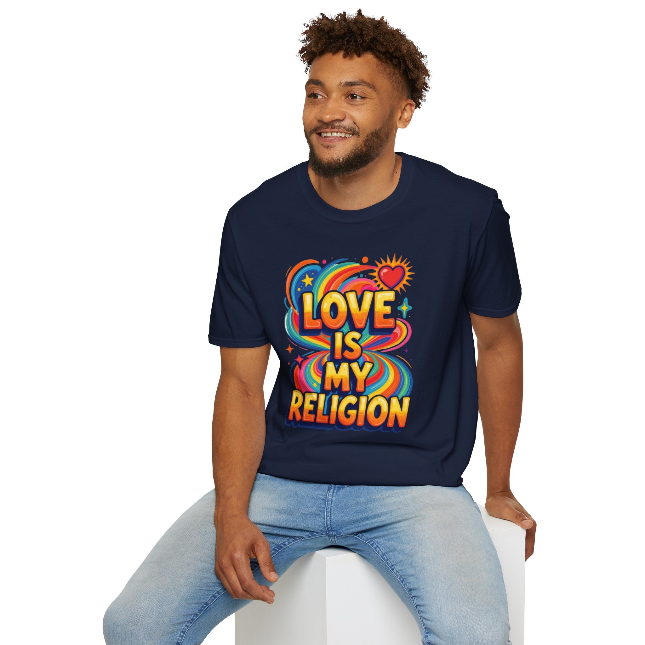 Love Is My Religion Retro Rainbow Graphic T-shirt