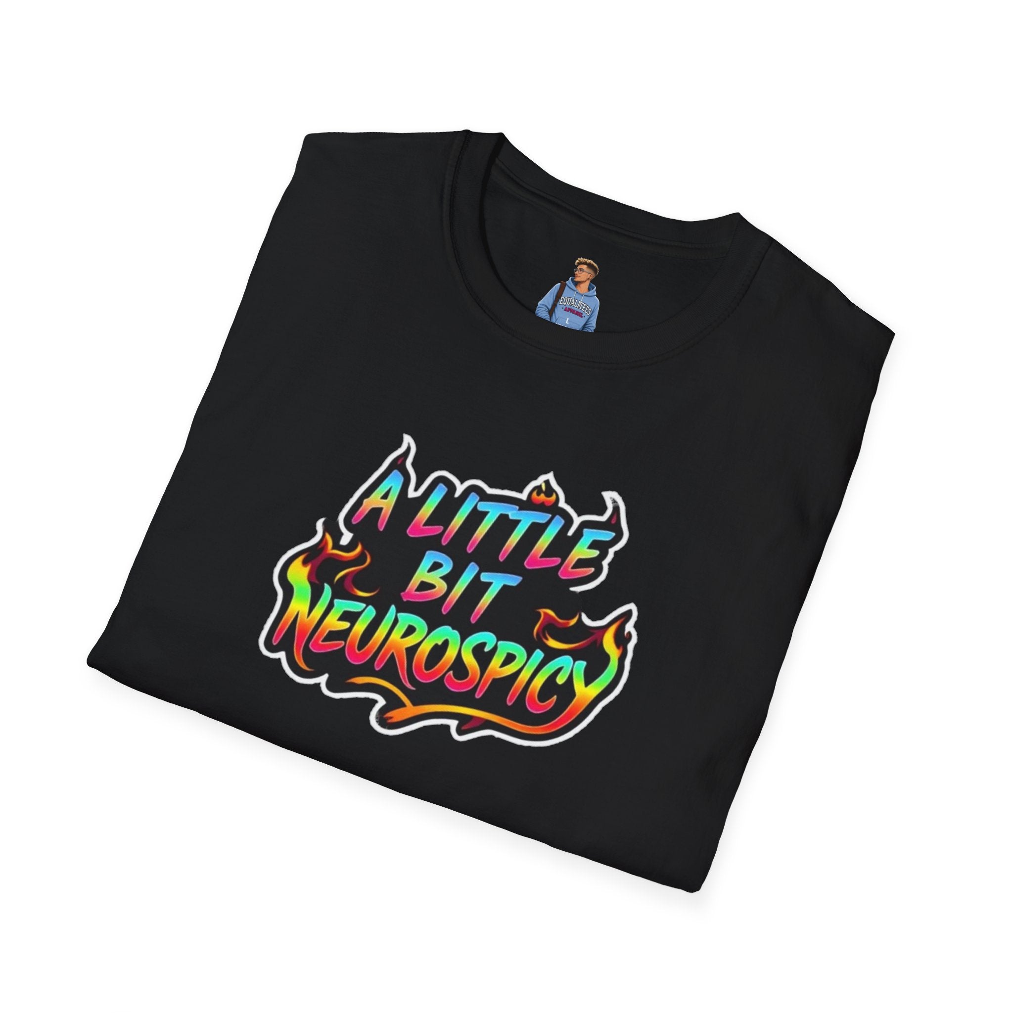 Camiseta unisex de estilo suave A Little Bit Neurospicy: camiseta gráfica divertida y peculiar para la conciencia neurodivergente