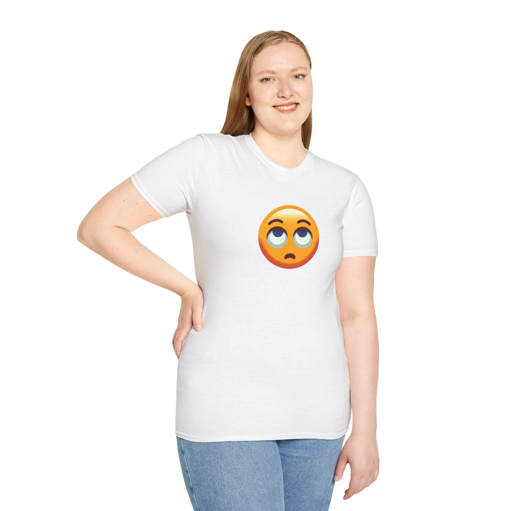 Camiseta unisex de estilo suave con emoji de ojos en blanco | Camiseta gráfica informal para el día a día
