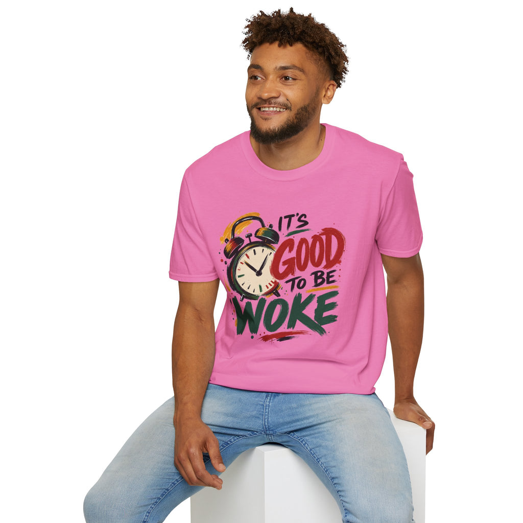 T-Shirt — "It's Good To Be Woke" Graphic Tee (Alarm Clock Design)