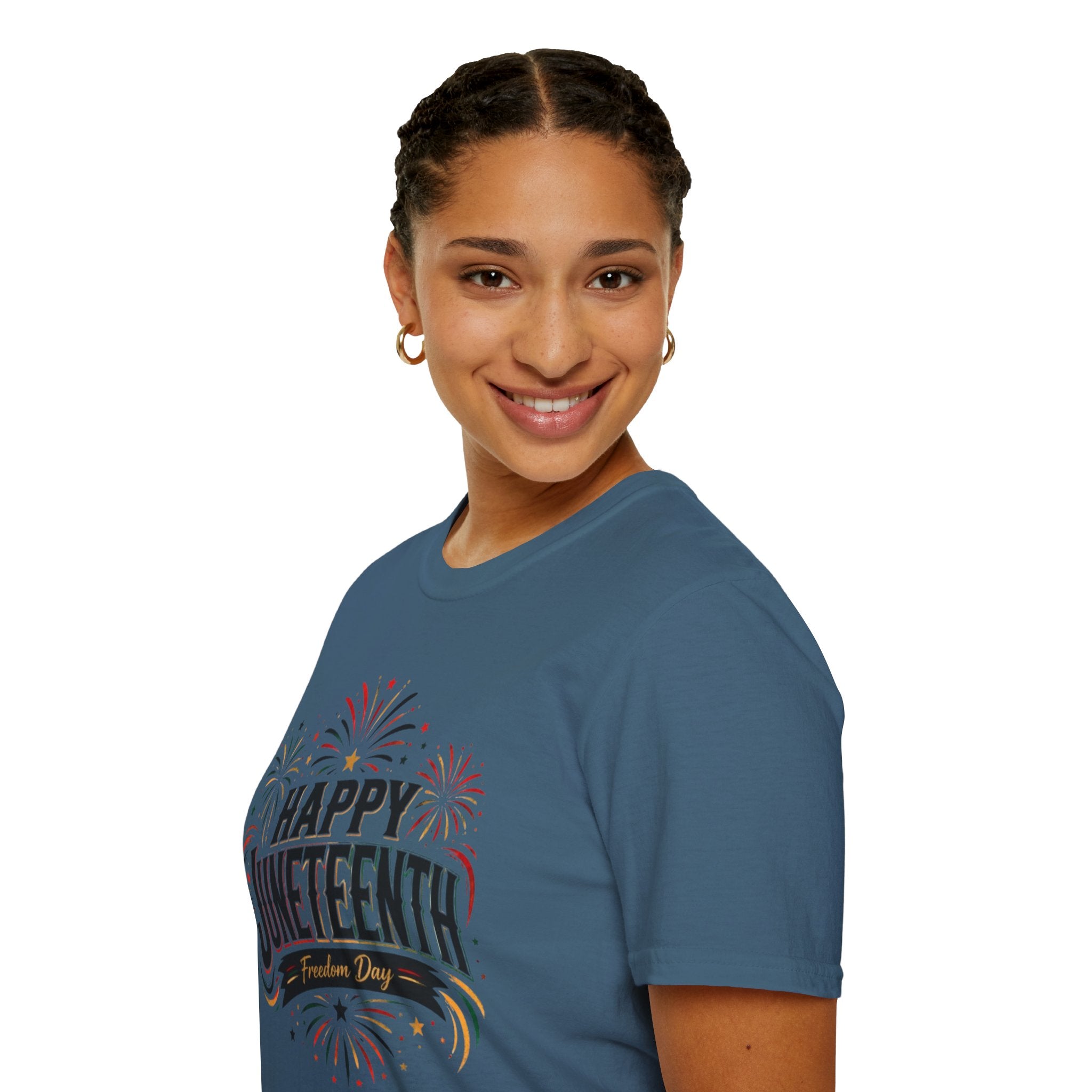 Juneteenth T-Shirt - "Happy Juneteenth" Fireworks Celebration Tee
