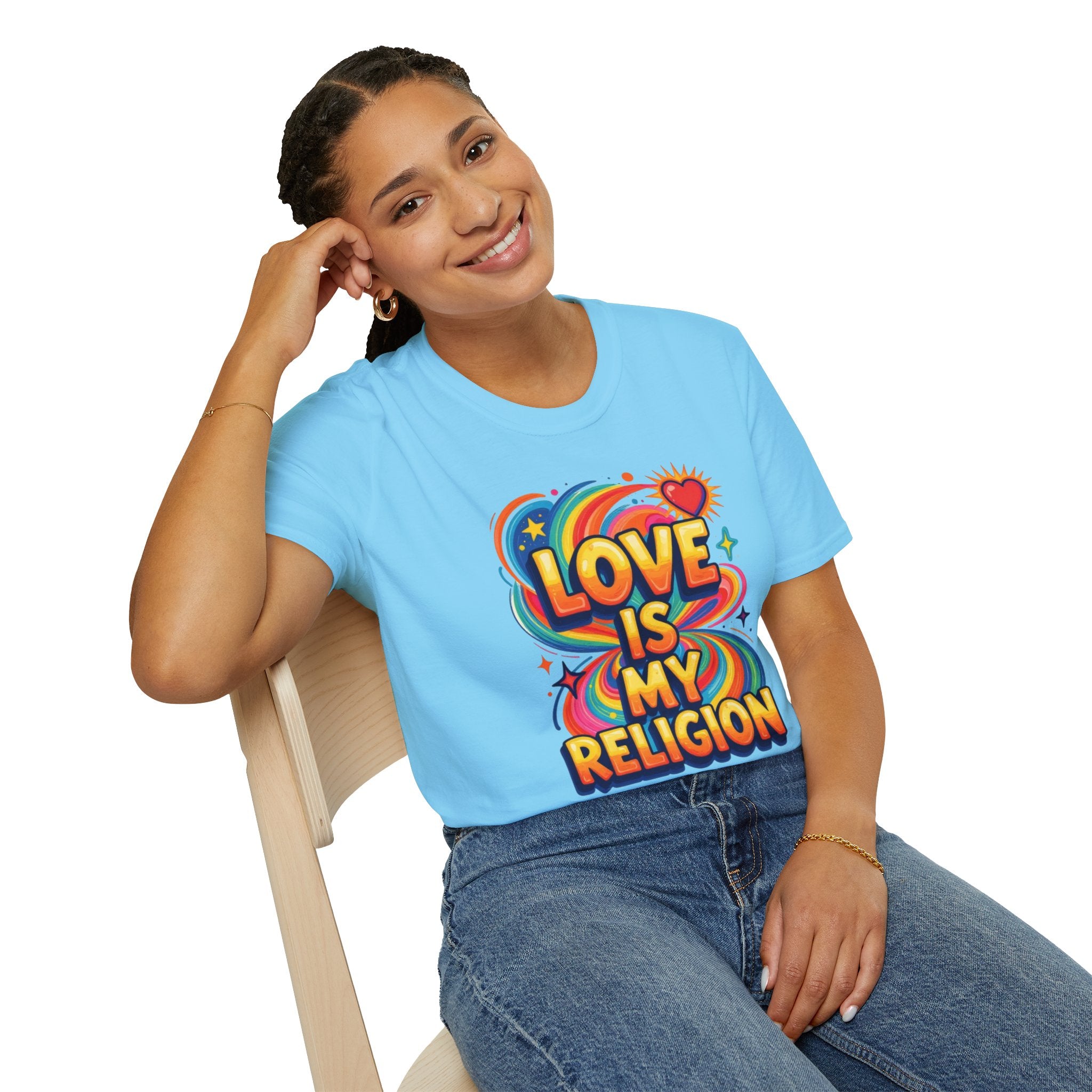 Love Is My Religion Retro Rainbow Graphic T-shirt