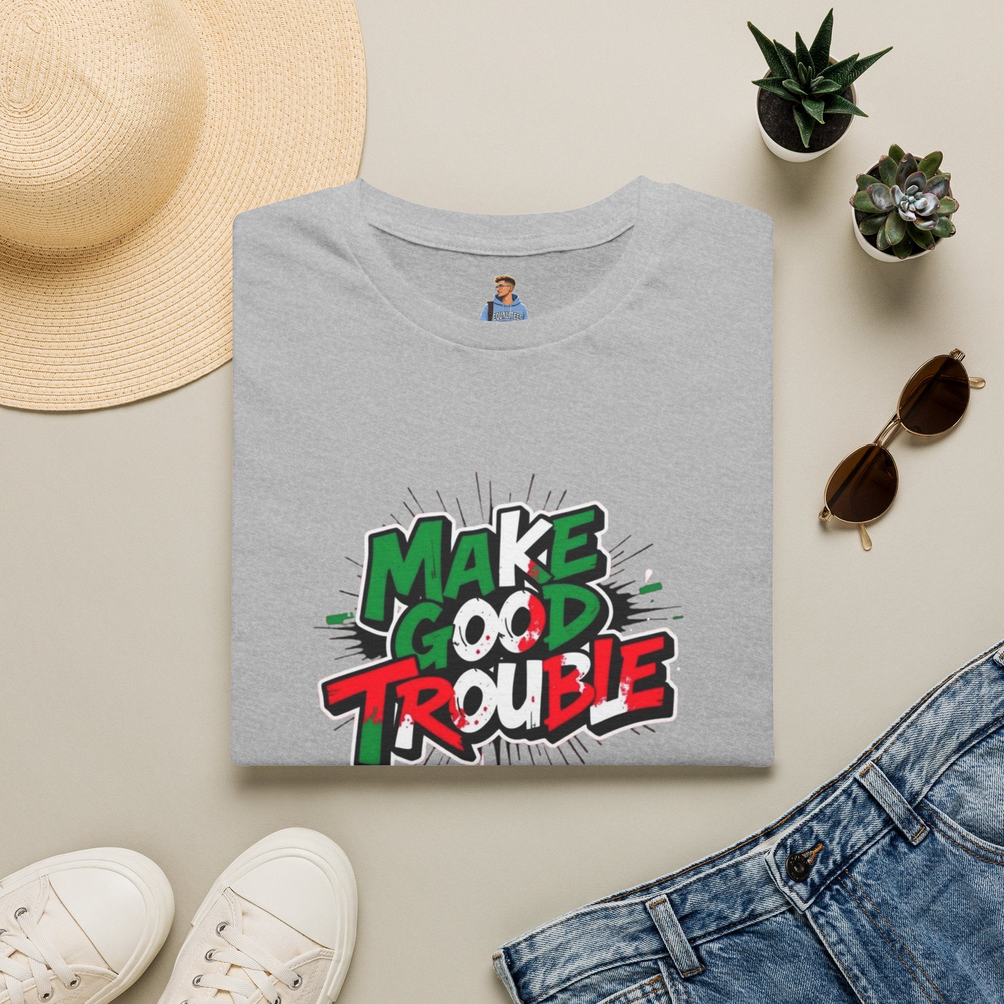 Camiseta unisex de estilo suave Make Good Trouble | Divertida camiseta gráfica para activistas y creadores de tendencias