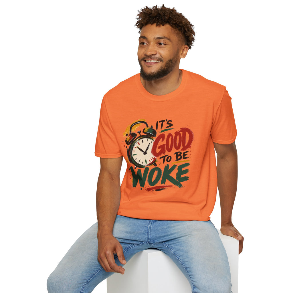 T-Shirt — "It's Good To Be Woke" Graphic Tee (Alarm Clock Design)