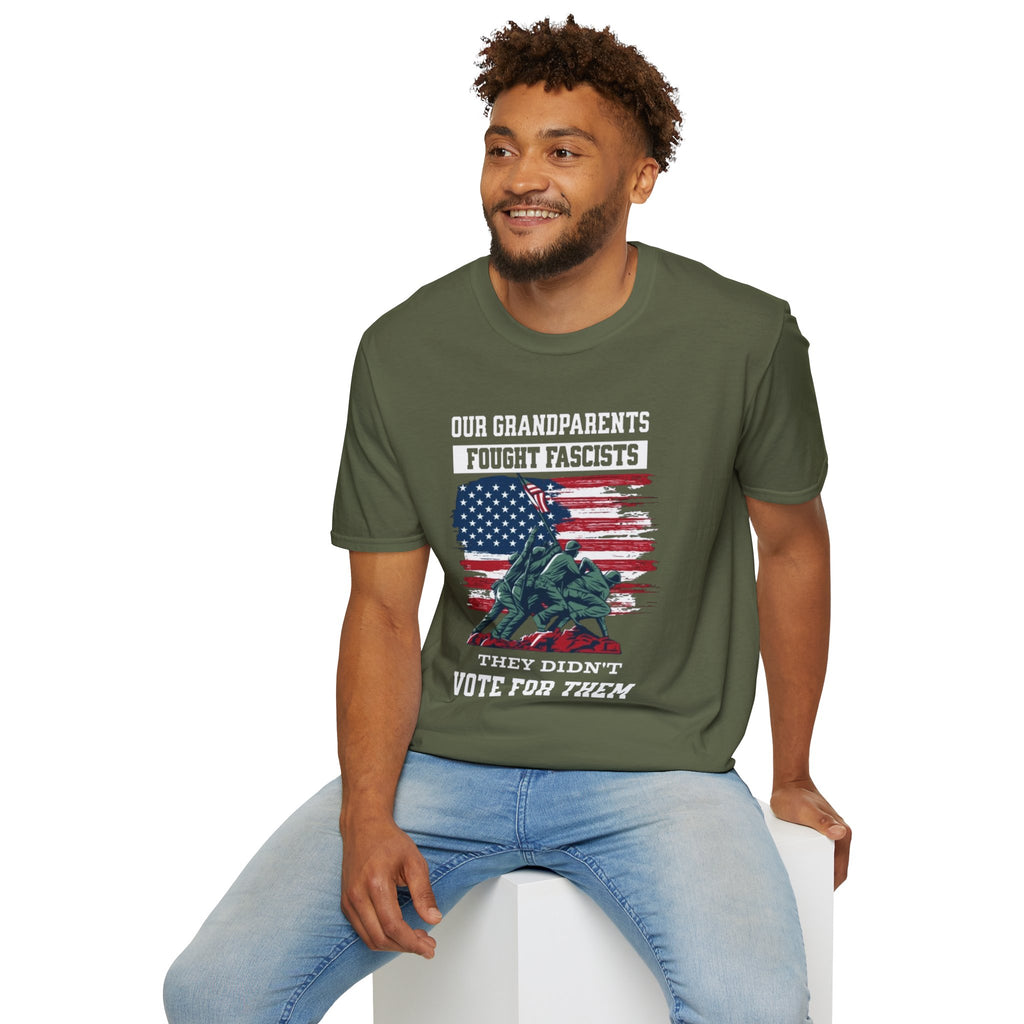Unisex Softstyle T-Shirt: 'Our Grandparents Fought Fascists' Patriotic Tee