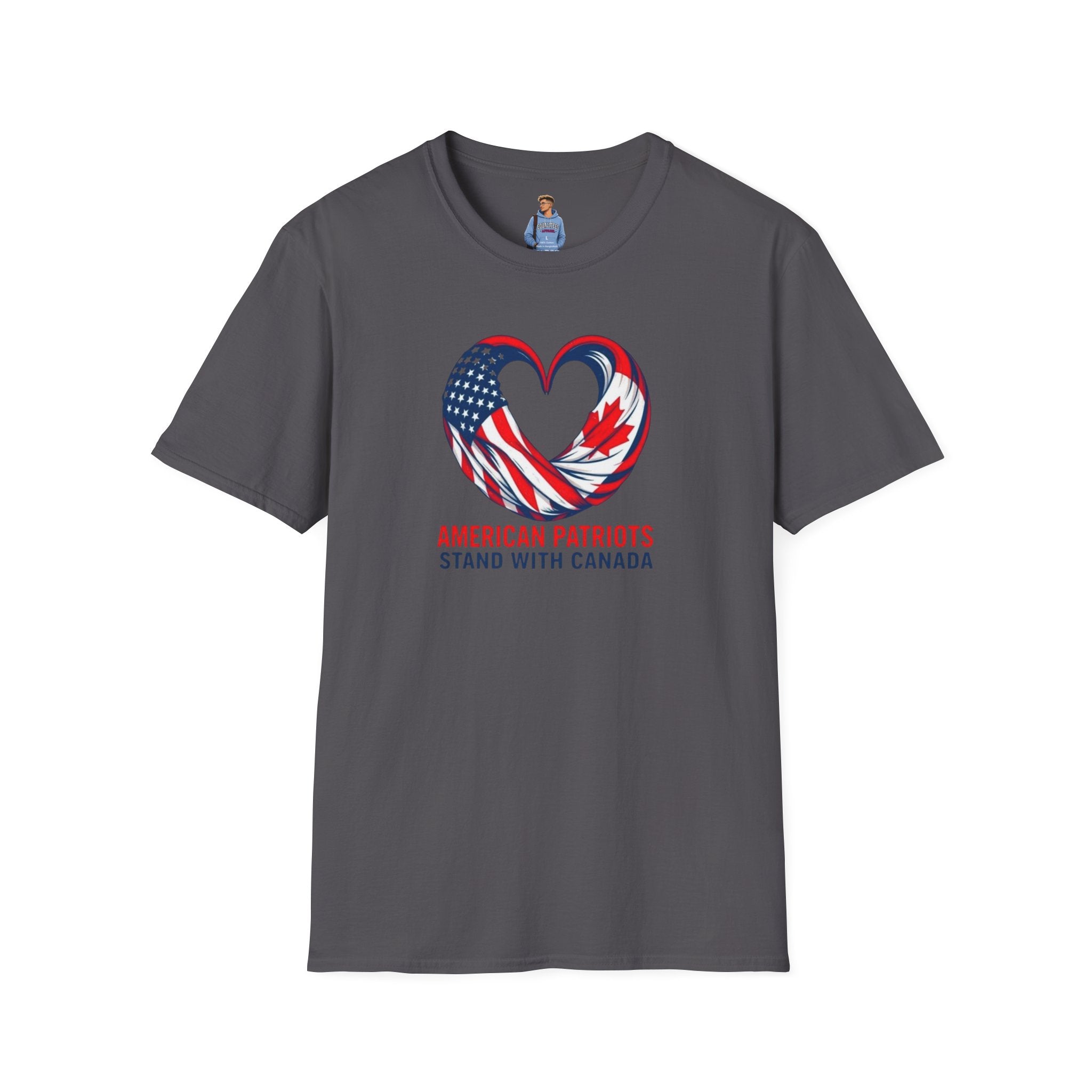 Camiseta unisex de estilo suave "American Patriots Stand with Canada"
