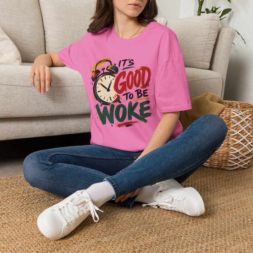 T-Shirt — "It's Good To Be Woke" Graphic Tee (Alarm Clock Design)