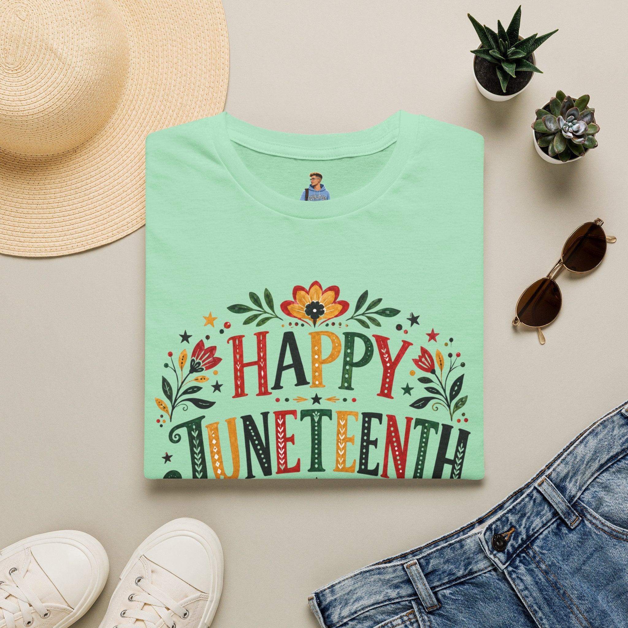 Juneteenth T-Shirt — "Happy Juneteenth" Floral Celebration Tee