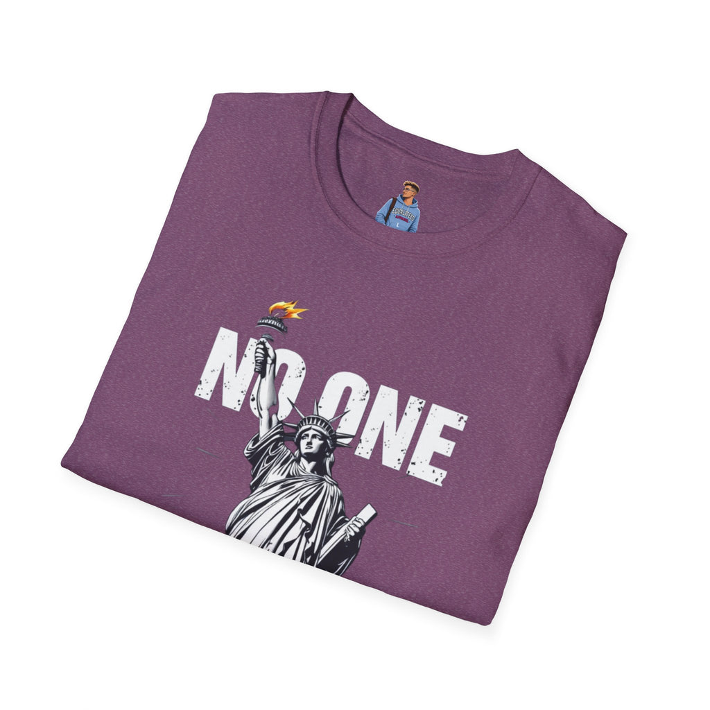 Camiseta unisex de estilo suave: camiseta gráfica con el lema "Nadie es ilegal" para defensores de la justicia social