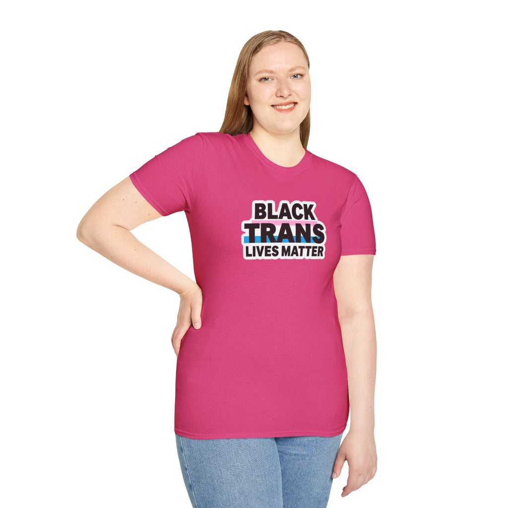 Unisex Softstyle T-Shirt - Black Trans Lives Matter Statement Tee