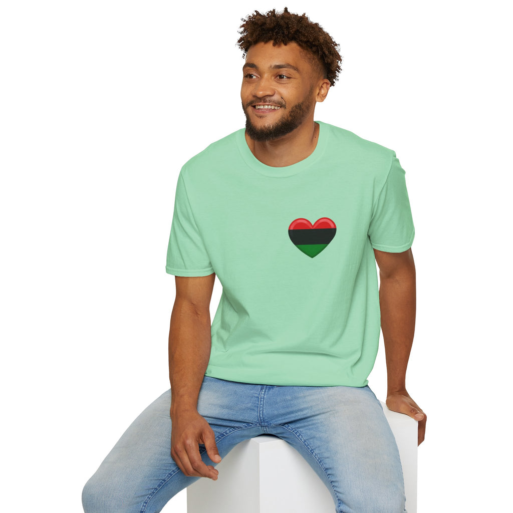 Camiseta unisex de estilo suave Unity and Heritage con corazón panafricano