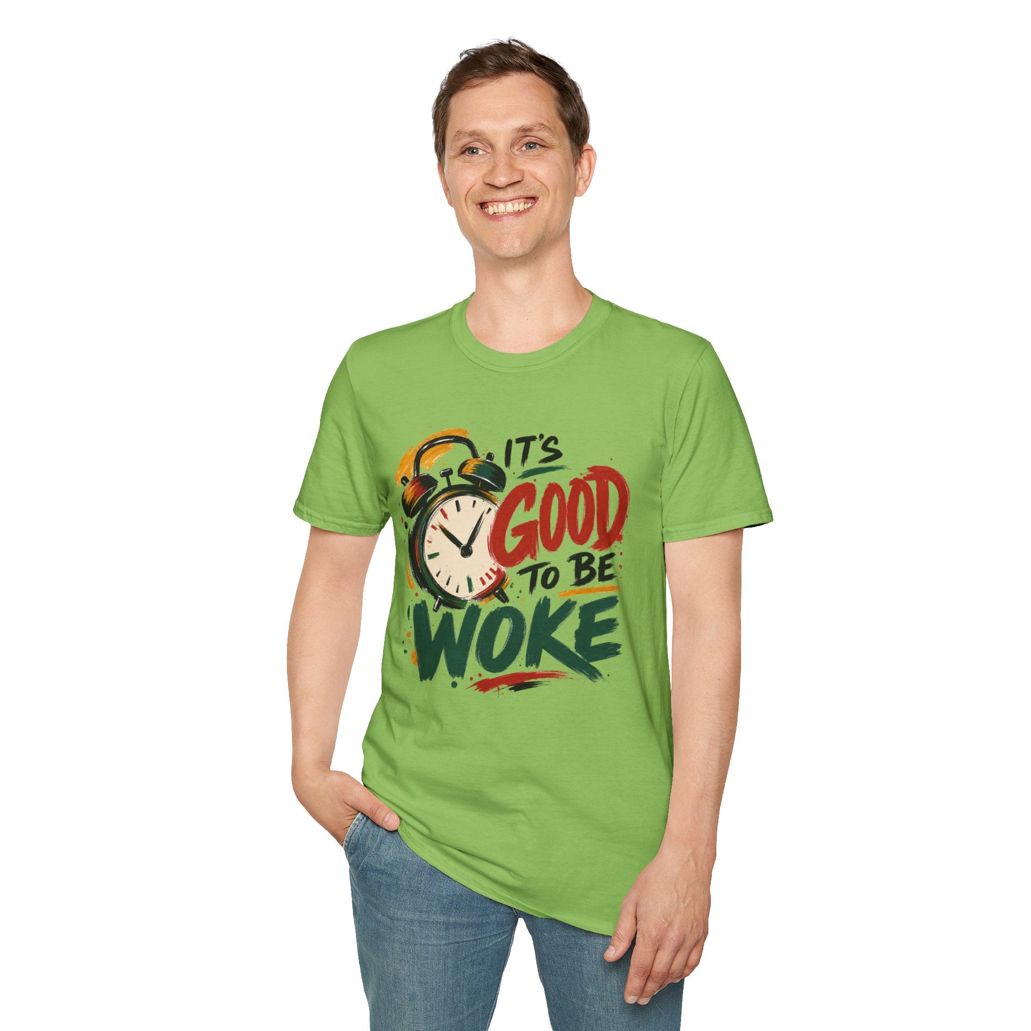 T-Shirt — "It's Good To Be Woke" Graphic Tee (Alarm Clock Design)