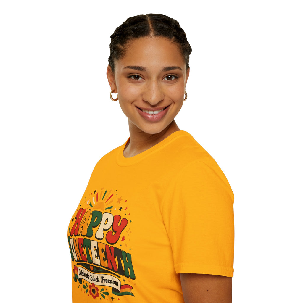 Juneteenth T-Shirt - "Happy Juneteenth" Retro Celebration Tee