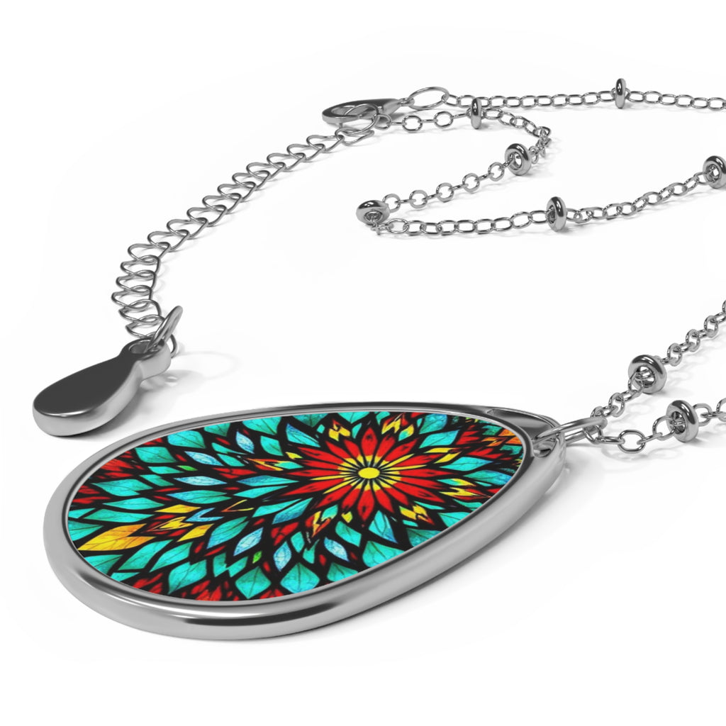 Colorful Mandala Teardrop Pendant Necklace
