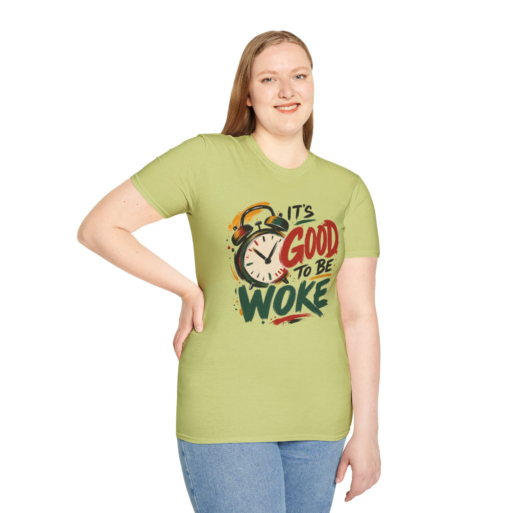 T-Shirt — "It's Good To Be Woke" Graphic Tee (Alarm Clock Design)