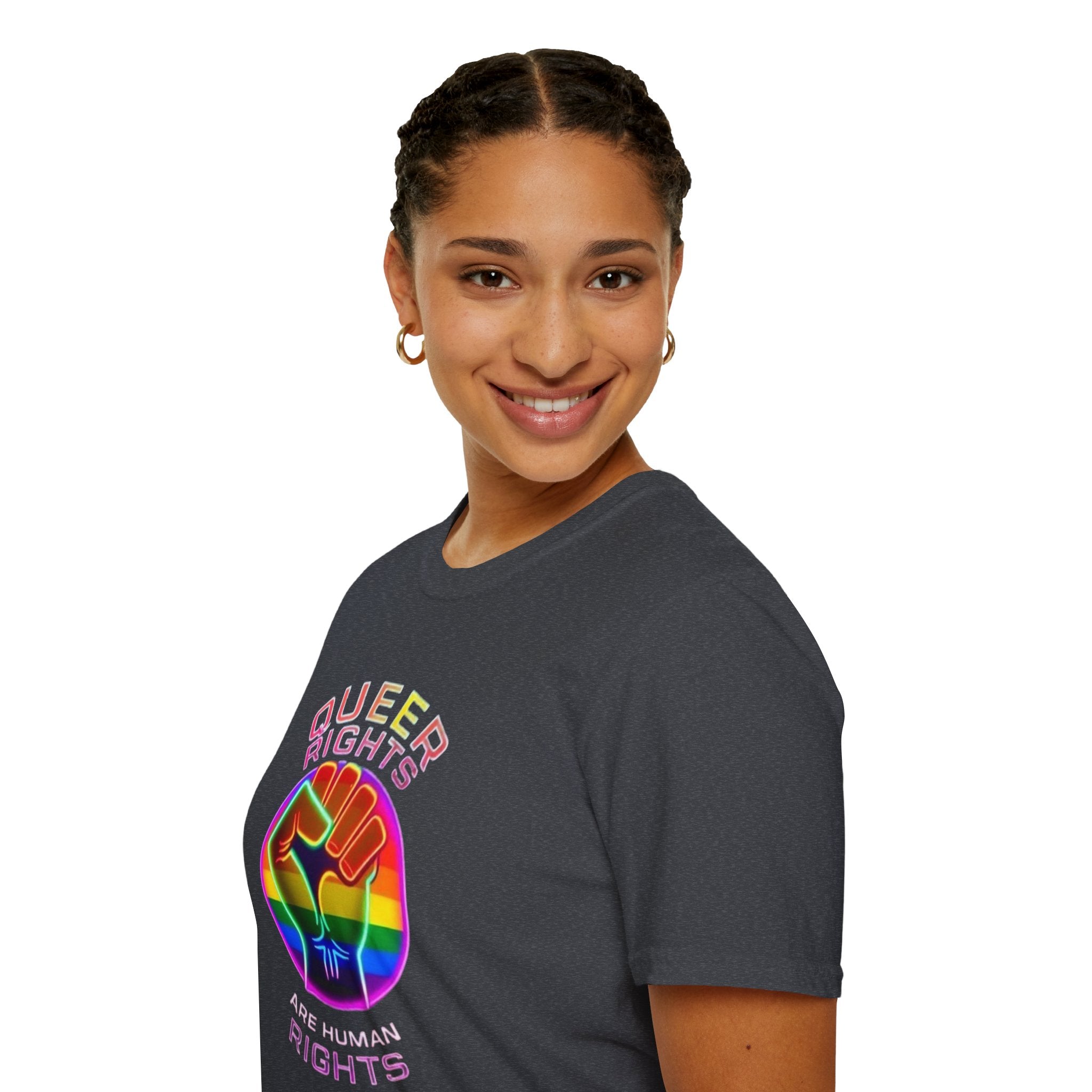 Unisex Softstyle T-Shirt - Queer Rights Are Human Rights Statement Tee