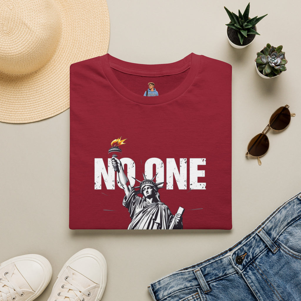Camiseta unisex de estilo suave: camiseta gráfica con el lema "Nadie es ilegal" para defensores de la justicia social
