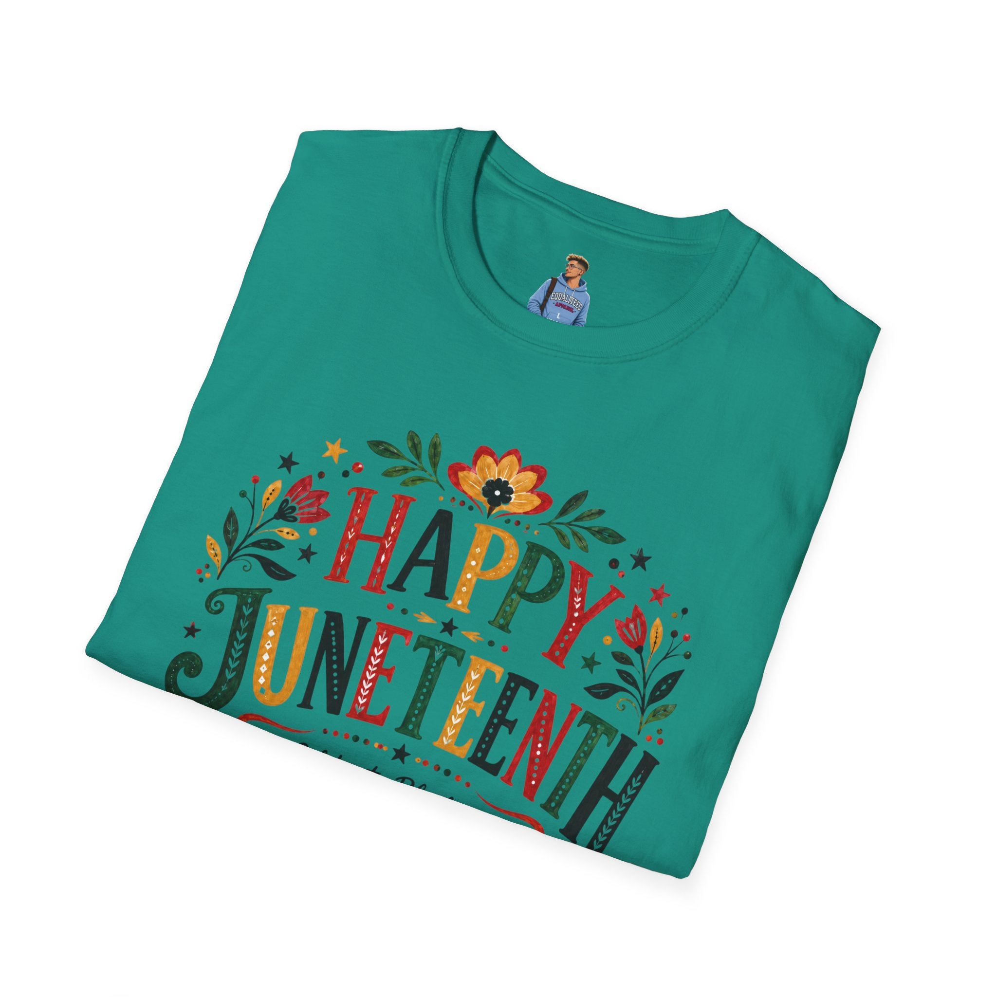 Juneteenth T-Shirt — "Happy Juneteenth" Floral Celebration Tee