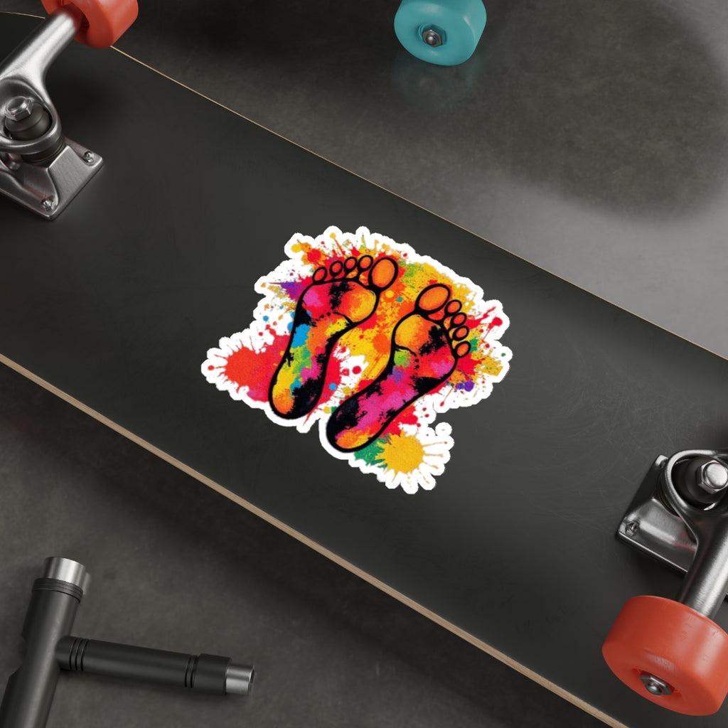 Die-Cut Stickers - Rainbow Feet Splattered Paint - EqualiTees.Me