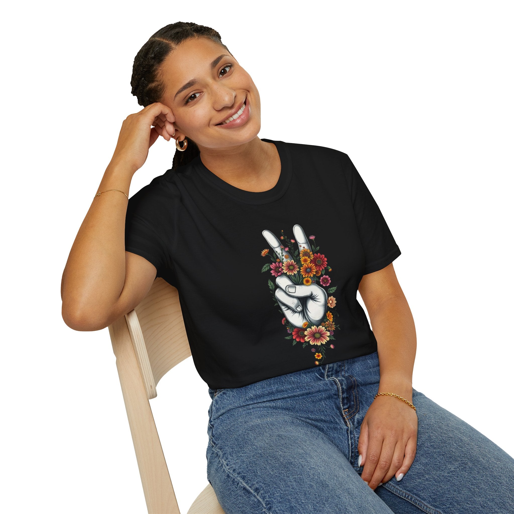 Camiseta unisex de estilo suave Grow Peace: inspiración boho, perfecta para festivales y uso diario