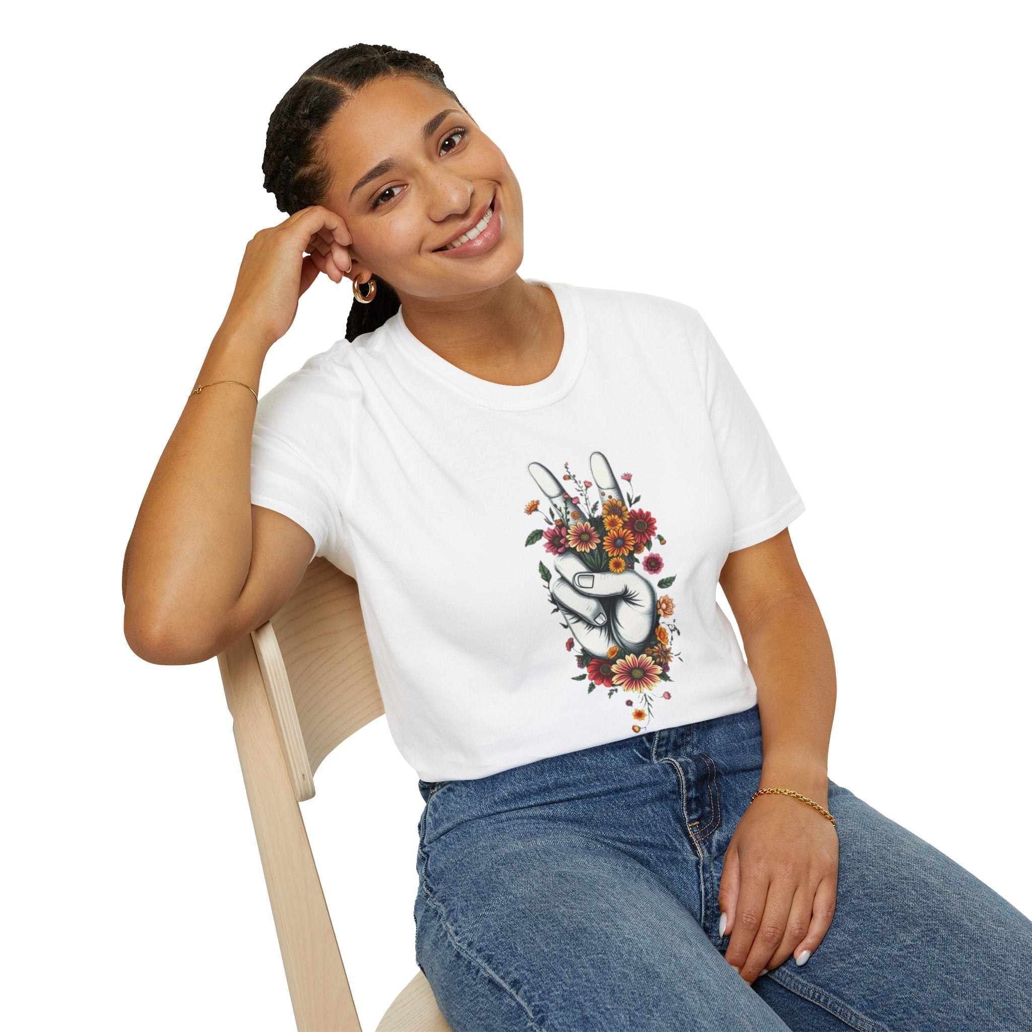 Camiseta unisex de estilo suave Grow Peace: inspiración boho, perfecta para festivales y uso diario