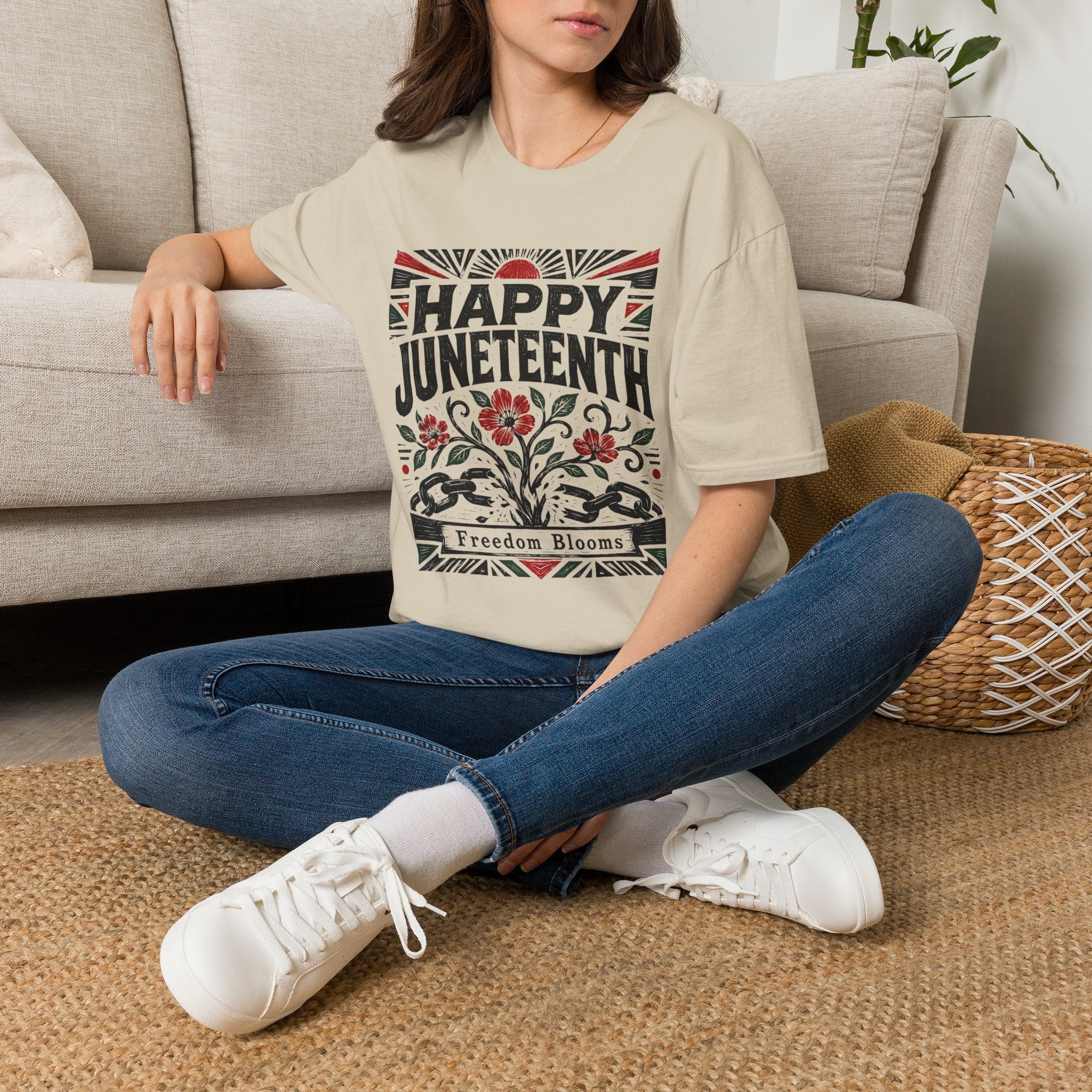 Juneteenth T-Shirt — "Happy Juneteenth" Floral Freedom Tee