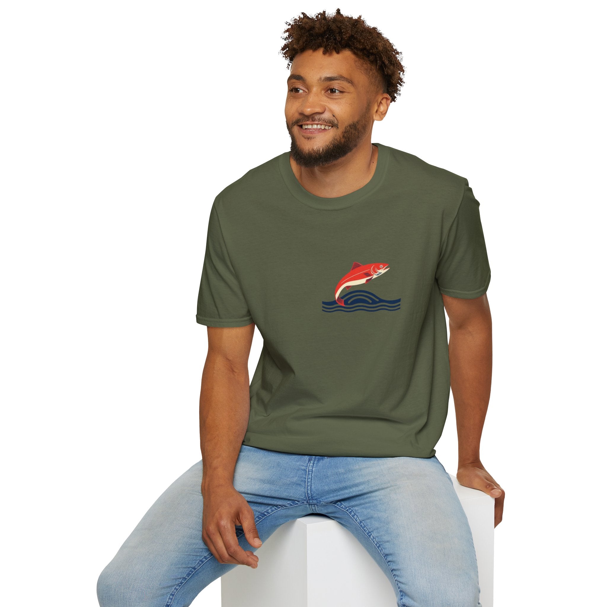 Jumping Salmon Native Pride Softstyle Unisex T-shirt