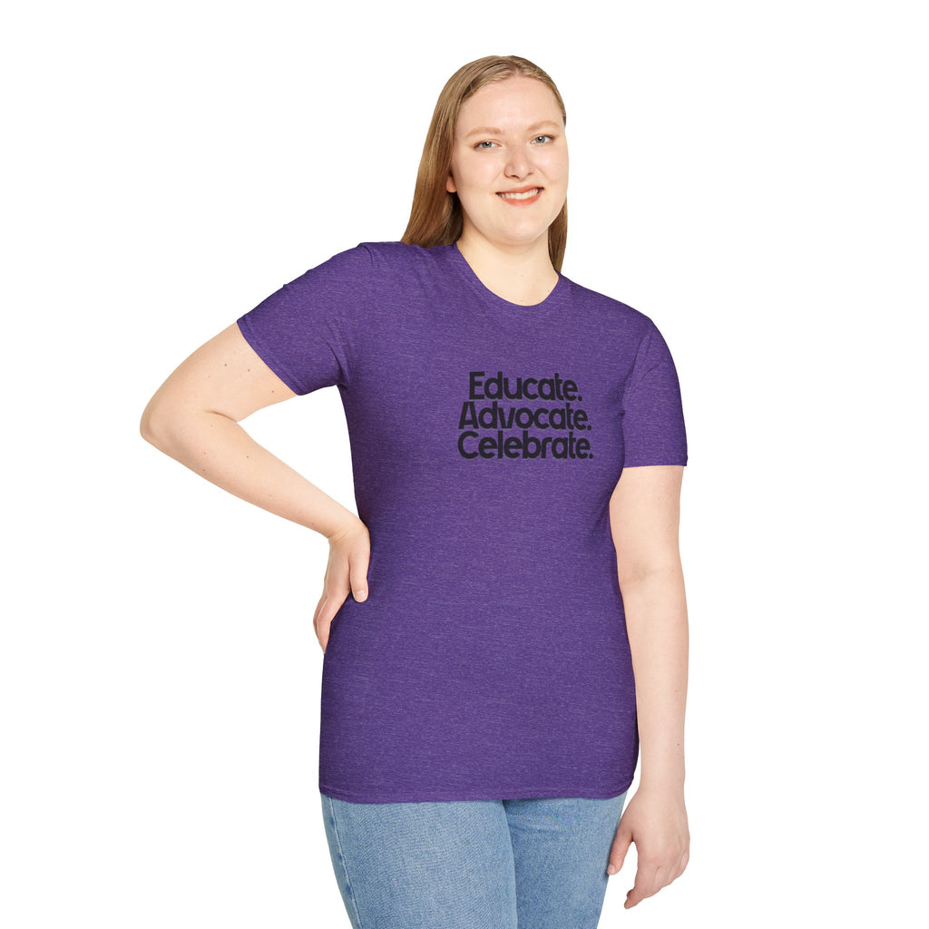Teacher Advocate T-Shirt - Subtle Pride Educate Advocate Celebrate Design