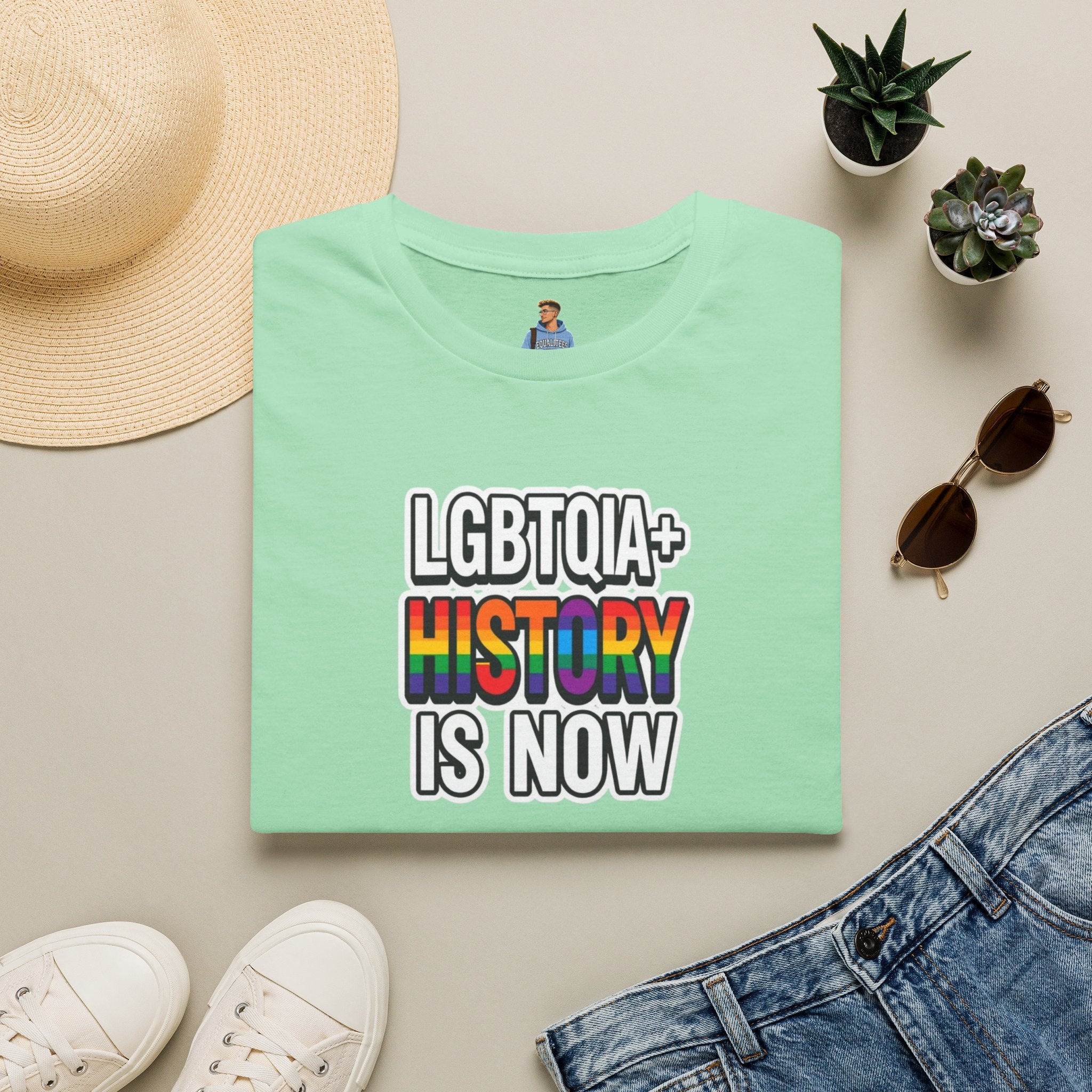 Camiseta unisex de estilo suave con la historia LGBTQIA+ ahora