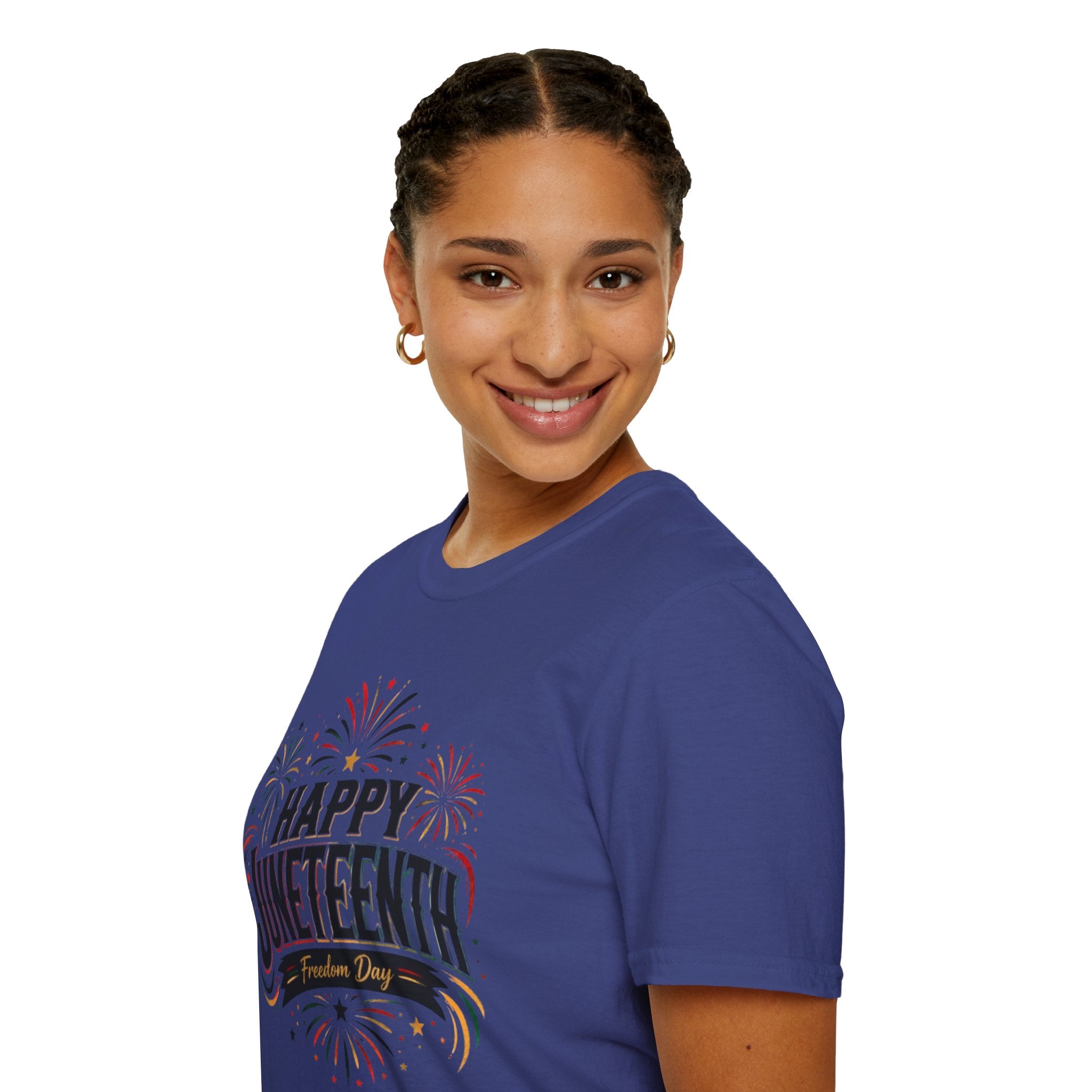 Juneteenth T-Shirt - "Happy Juneteenth" Fireworks Celebration Tee